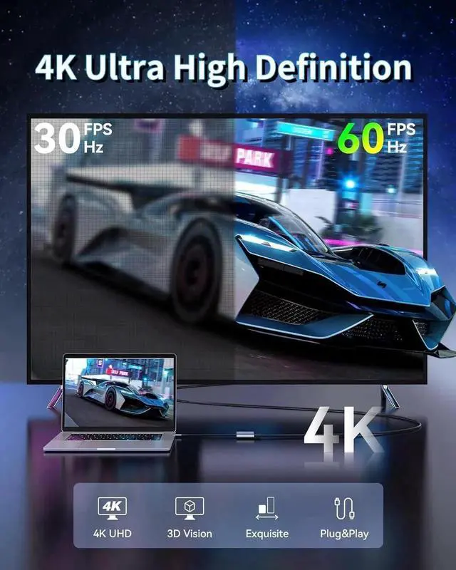 Alt view image 3 of 7 - JAENFONG USB C to Dual HDMI Adapter 4K@60Hz Type C to HDMI Splitter for Dual Monitors USB C to Dual HDMI Hub Extended Display for MacBook Air/Pro XPS HP Surface Chromebook