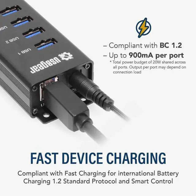 Alt view image 4 of 6 - JAENFONG 7-Port USB 3.2 Gen 1 Charging and SuperSpeed Mountable Data Hub