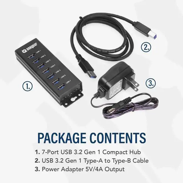 Alt view image 5 of 6 - JAENFONG 7-Port USB 3.2 Gen 1 Charging and SuperSpeed Mountable Data Hub
