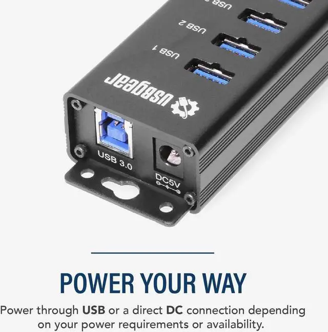 Alt view image 3 of 6 - JAENFONG 7-Port USB 3.2 Gen 1 Charging and SuperSpeed Mountable Data Hub