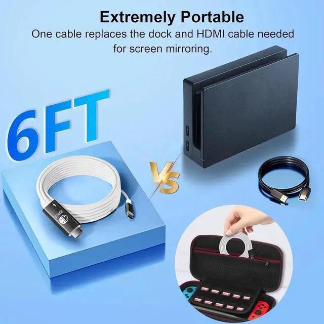 Alt view image 4 of 6 - JAENFONG USB C to HDMI Adapter Cable Compatible with Nintendo Switch Type-C to HDMI Conversion Cable Replaces The Switch Docking Station for TV Projection Screen Nintendo Switch OLED Dock