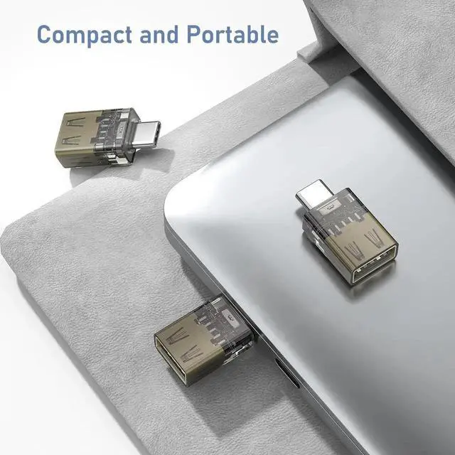 Alt view image 6 of 7 - JAENFONG USB C to USB Adapter 3Pack Transparent USBC Male to USB 3.0 Female Adapter Type C Thunderbolt 3 4 OTG Converter for MacBook Pro Air iPad 11 Mac iPhone 16 16e 15 S25 S24 Laptop