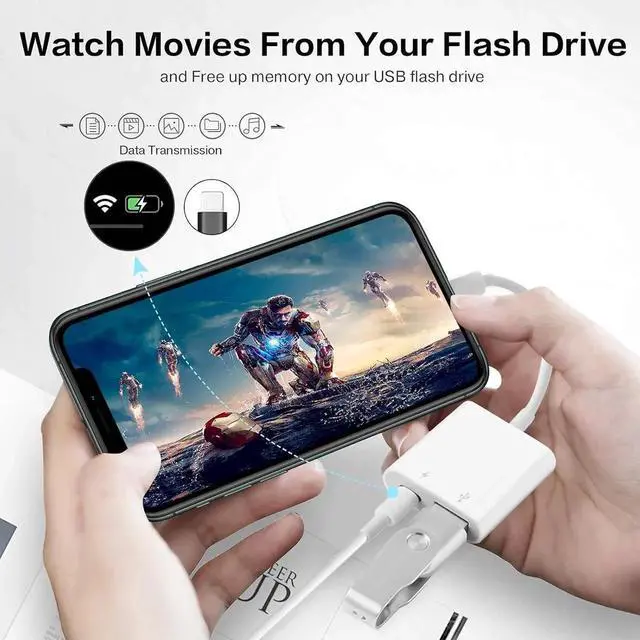 Alt view image 7 of 7 - JAENFONG USB Camera Adapter with Charging Port Portable USB Female OTG Adapter Suitable for iPhone iPad Plug and Play Adapter for iPad Support Card Reader