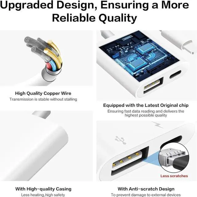 Alt view image 5 of 7 - JAENFONG USB Camera Adapter with Charging Port Portable USB Female OTG Adapter Suitable for iPhone iPad Plug and Play Adapter for iPad Support Card Reader
