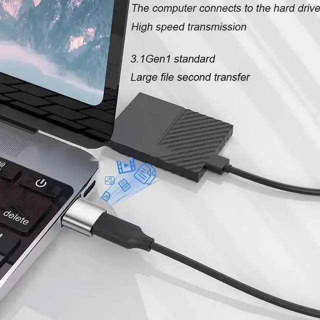 Alt view image 5 of 7 - JAENFONG 2*USB C Male to USB 3.0 Female Converter Adapter & 2*USB 2.0 Male to USB C Female OTG Adapter for Charging and Data Transmission (4 Pack) - Silver