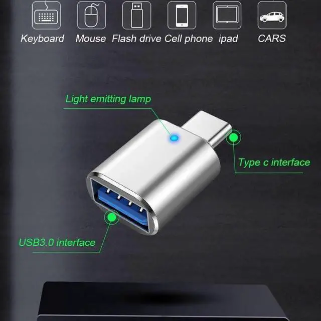 Alt view image 7 of 7 - JAENFONG 2*USB C Male to USB 3.0 Female Converter Adapter & 2*USB 2.0 Male to USB C Female OTG Adapter for Charging and Data Transmission (4 Pack) - Silver