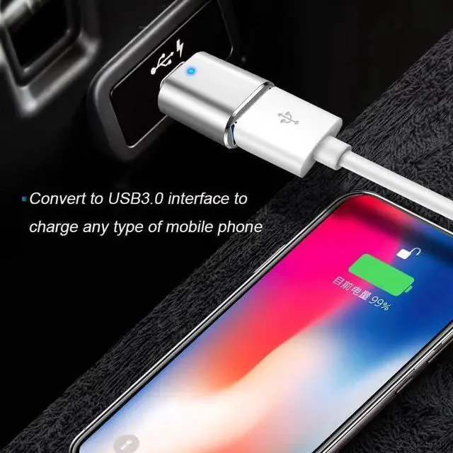 Alt view image 6 of 7 - JAENFONG 2*USB C Male to USB 3.0 Female Converter Adapter & 2*USB 2.0 Male to USB C Female OTG Adapter for Charging and Data Transmission (4 Pack) - Silver