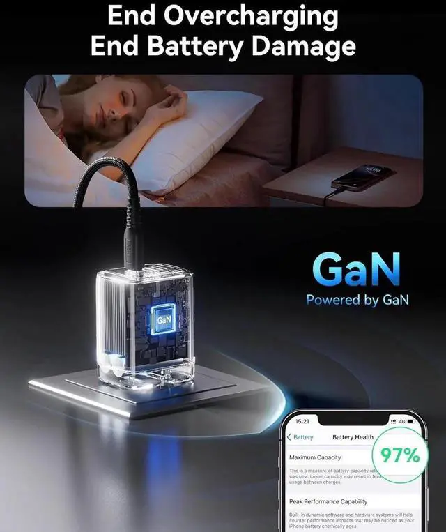 Alt view image 3 of 6 - USB C Charger Block 2-Pack 30W Fast Charging Type C Wall Charger with Foldable Plug and 5ft USB-C Cable for iPhone 16 15 S25 S24 iPad Pro and More Series