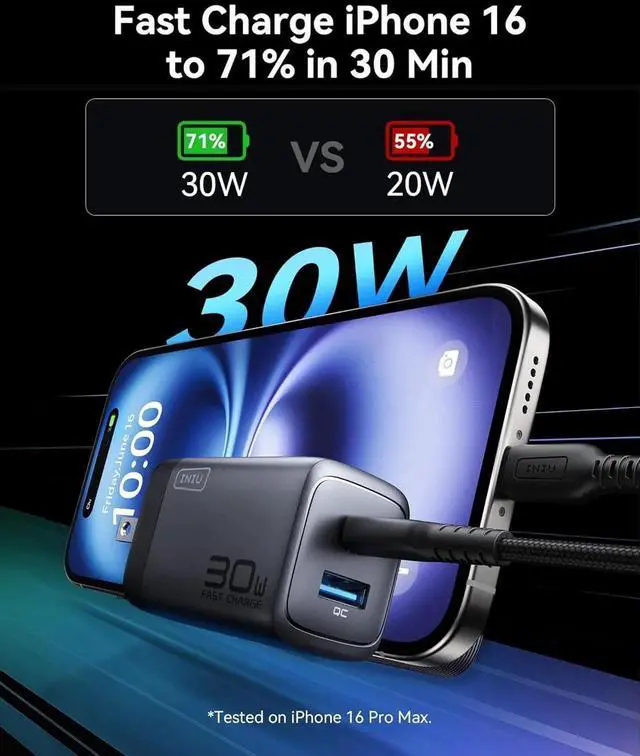 Alt view image 4 of 6 - USB C Charger Block 2-Pack 30W Fast Charging Type C Wall Charger with Foldable Plug and 5ft USB-C Cable for iPhone 16 15 S25 S24 iPad Pro and More Series