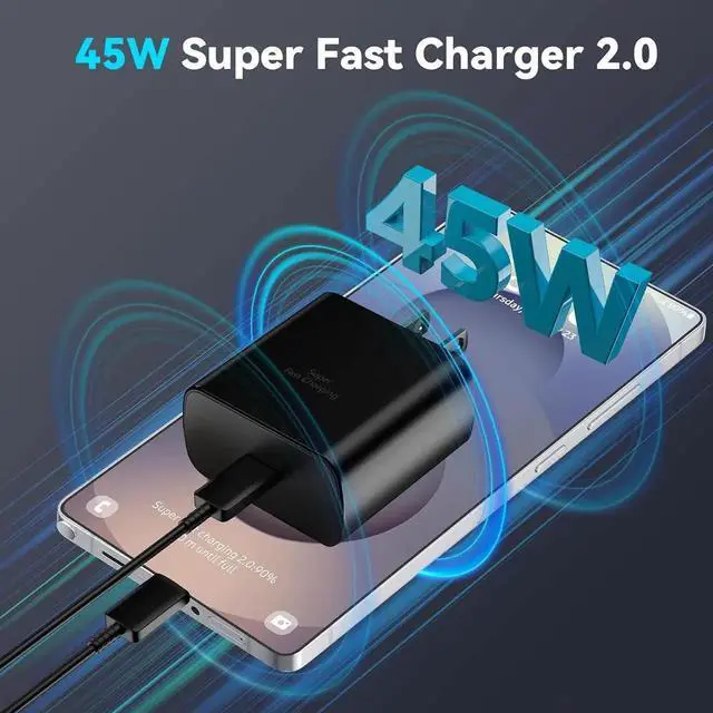 Alt view image 6 of 6 - 45W Super Fast Charger USB Type C Charger Cord 6.6FT with Android Phone Charger Fast Charging Block for Galaxy S25/S25 Ultra/S25+/S24 Ultra/S24/S24+/S23 Ultra/S23/S22/S20/S21/Note 20/Note 10