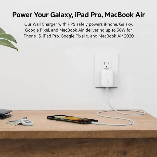 Alt view image 3 of 7 - 30W USB-C Wall Charger with USB-C to C Cable PPS PowerDelivery USB-IF Certified PD 3.0 Fast Charging for iPhone 16 iPad Galaxy S25 Google Pixel Nintendo Switch 2 & More - White