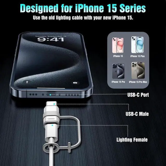 Alt view image 5 of 7 - JAENFONG Lightning Female to USB C Male Adapter 4 Pack USB C to Lightning Adapter Supports Charging & Data Sync with Anti-Lost Loop for iPhone 15/16 Pro Max Plus iPad Pro/Air Not for Audio/OTG White