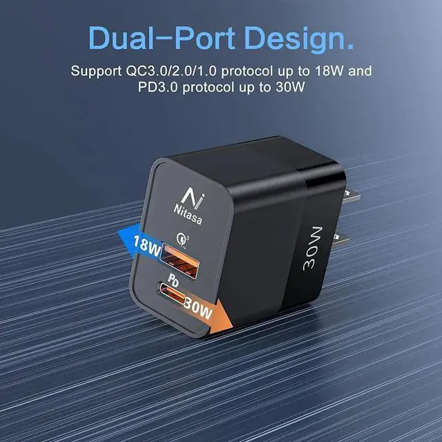 Alt view image 4 of 7 - 2 Pack USB C Wall Charger 30W 2 Port PD Fast Charger Adapter for iPhone 15/16 Pro/14 Pro Max/16/13/iPad Super Fast Charger Block(25W PPS) Type C for S23/S24 Google Pixel 9 7/8 Pro