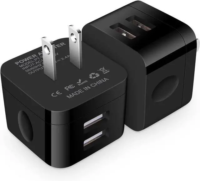 Main image of JAENFONG USB Wall Charger USB Plug 2Pack Flat USB Charger Block Charging Low Profile USB Cube Charger Box Right Angle Plug Adapter for iPad Pro iPad Mini iPad Air iPhone 16 15 14 13 12 11 Max Pixel