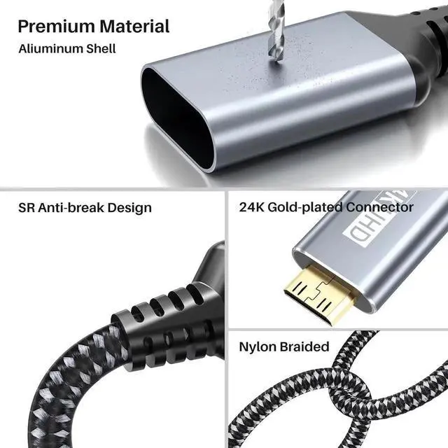 Alt view image 7 of 7 - JAENFONG 4K USB C to Mini HDMI Cable 3.3FT Supports 4K@60Hz 2K@120Hz High Speed Type-C to Mini HDMI Uni-Directional Cord for Steam Deck ROG Ally Laptop MacBook KYY ARZOPA MNN Portable Monitor