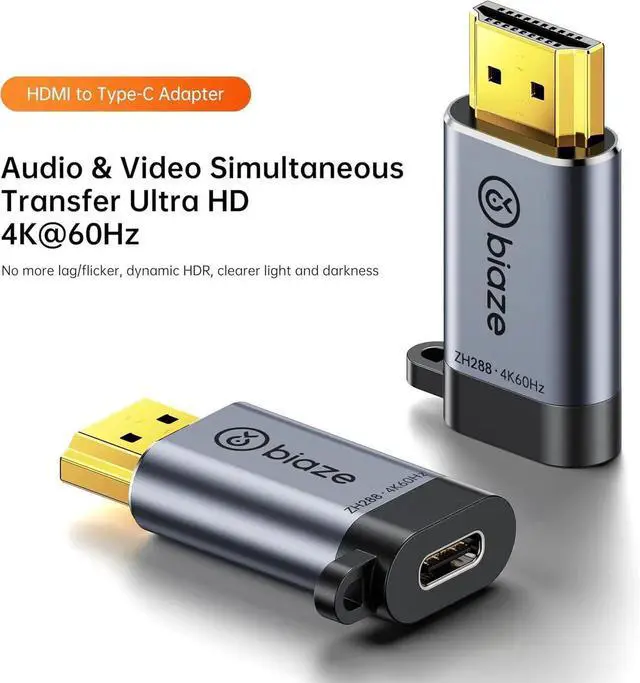 Alt view image 2 of 7 - JAENFONG USB C Female to HDMI Male Adapter 4K@60Hz HDMI Converter for Type-C/Thunderbolt 3 Devices Connect Phones/Tablets/Laptops to HDMI Displays Plug and Play Compact Design