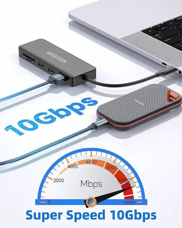 Alt view image 4 of 7 - JAENFONG USB C Hub 7 Ports USB C MultiPort Adapter for MacBook Pro/Air Type C to HDMI Dongle with 4K HDMI 1 USB 3.2 Up to 10Gbps 2 USB 2.0 100W PD SD/TF for iPhone 15/16 and Other Type C Devices