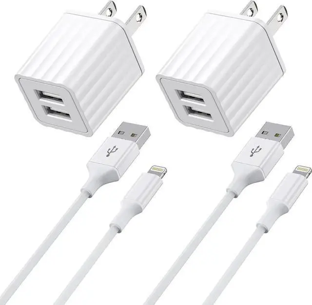 Main image of iPhone Charger [ MFi Certified] Fast iPhone Charger 2PACK 6FT Lightning Cable Cord Fast Charging Dual 2 Port Plug USB Wall Charger Compatible with iPhone 14 13 12 11 Pro Max XS XR X 8 Plus 7 iPad