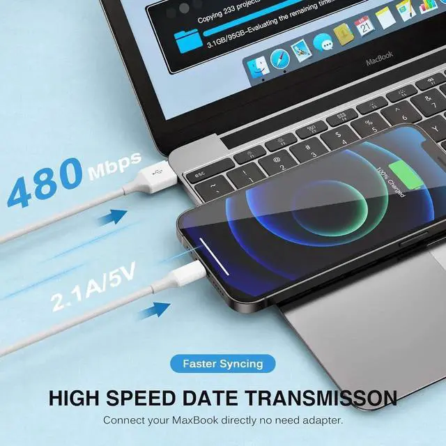 Alt view image 2 of 7 - iPhone Charger [ MFi Certified] Fast iPhone Charger 2PACK 6FT Lightning Cable Cord Fast Charging Dual 2 Port Plug USB Wall Charger Compatible with iPhone 14 13 12 11 Pro Max XS XR X 8 Plus 7 iPad