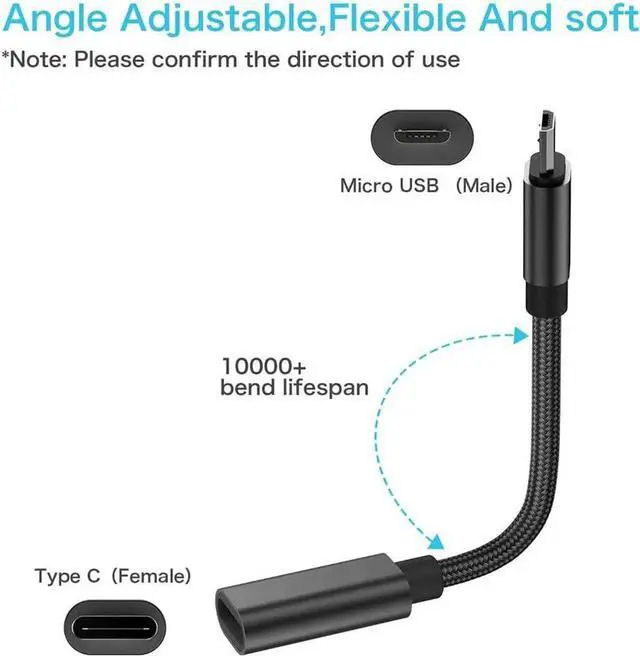 Alt view image 2 of 5 - JAENFONG USB C to Micro USB Adapter (2 Pack) Type C Female to Micro USB Male Charger Connector Support Charge & Sync Compatible with Galaxy S7 Edge S6 LG Nexus 5 4 and Micro USB Devices-Black