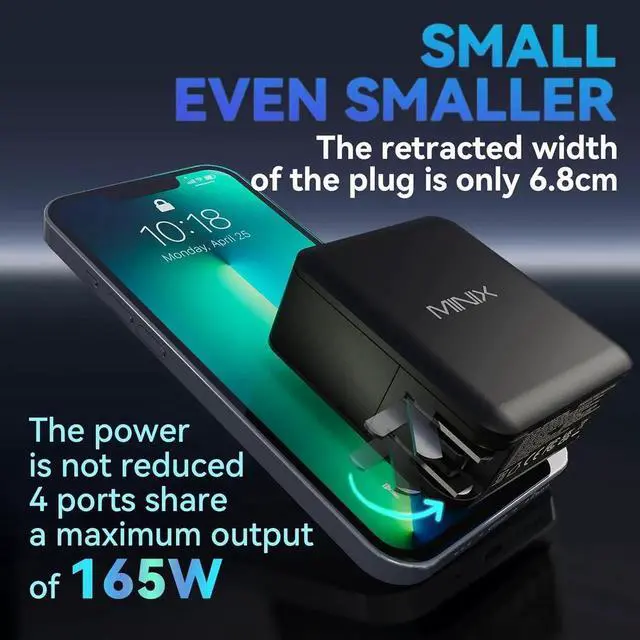 Alt view image 3 of 7 - 165W USB C Charger GaN II Charger PD3.1 Max 140W Turbo 4-Port Charging Adapter Fast Charging Station Compatible with MacBook Pro/iPad Air/iPhone15 14 13Pro Max/Galaxy S24 Ultra and More