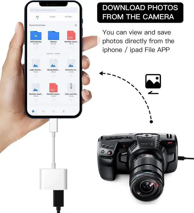 Alt view image 5 of 7 - Certified Lightning Male to USB Female Adapter OTG and Charger Cable for iPhone 11 12 Mini max pro xs xr x se 7 8plus Ipad air A Camera Memory Stick Flash Drive Cord Converter Charging Splitter