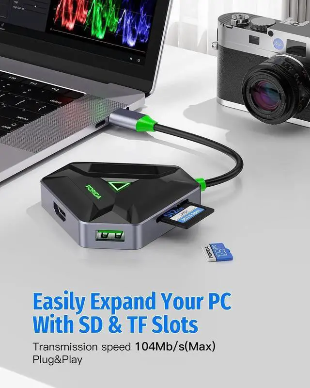 Alt view image 3 of 7 - JAENFONG USB C Hub USB C Docking Station with 3 USB A 3.0 4K HDMI SD/TF Card Reader USB Adapter Compatible for MacBook//HP/and More Type-C Devices