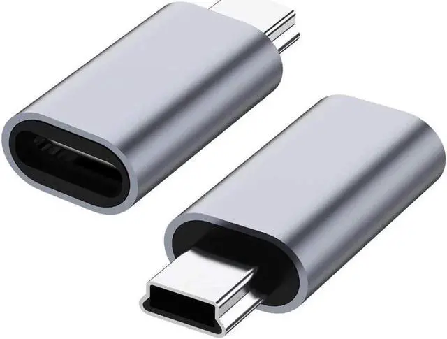 Main image of USB C to Mini USB 2.0 Adapter (2-Pack)Type C Female to Mini USB 2.0 Male Convert Connector Support Charge & Data Sync Compatible GoPro Hero 3+ MP3 Players Dash Cam Digital Camera GPS Receiver etc