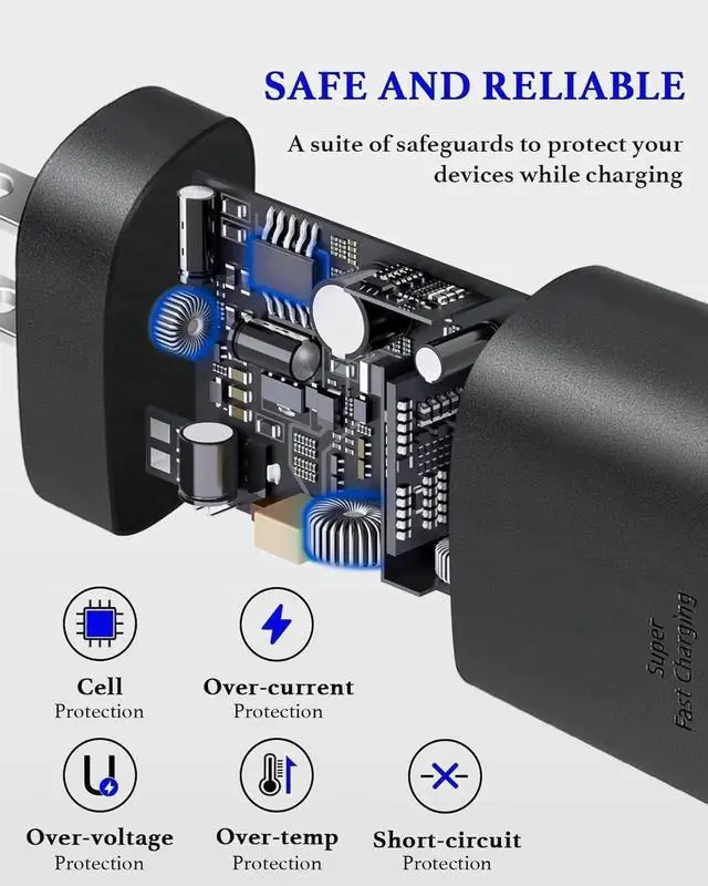 Alt view image 5 of 5 - 25W Type C Charger Fast Charging 10ft S25 S23 S22 S24 Ultra Charger Fast Charging Cord 10 Foot Android Phone Chargers Block for Galaxy S25 Ultra/S25/S25+/S24 Ultra/S24/S24+/S23/S22 Ultra