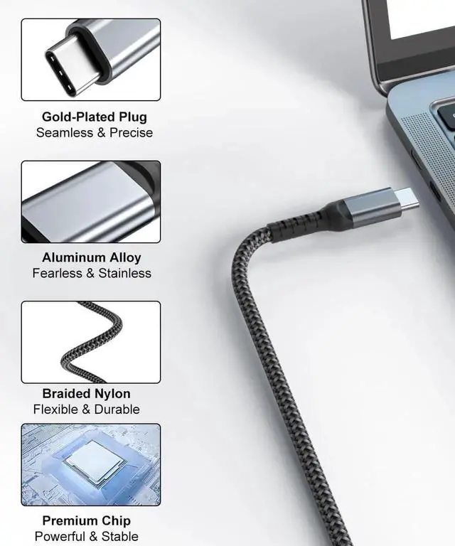 Alt view image 5 of 7 - JAENFONG USB C to HDMI 15 Feet Cable 4K Anti-Interference Gold-Plated Plugs Aluminum Type-C to HDMI Cord Thunderbolt 3 & 4 Compatible for MacBook iMac iPad Pro Galaxy Surface HP