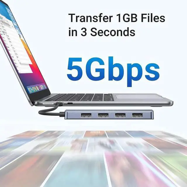 Alt view image 5 of 7 - JAENFONG USB C to USB Hub with 4 USB 3.0 Powered USB C Splitter for Laptop MacBook Pro Mac mini M4 iMac iPad Pro Chromebook XPS Galaxy S23 and More 0.5FT