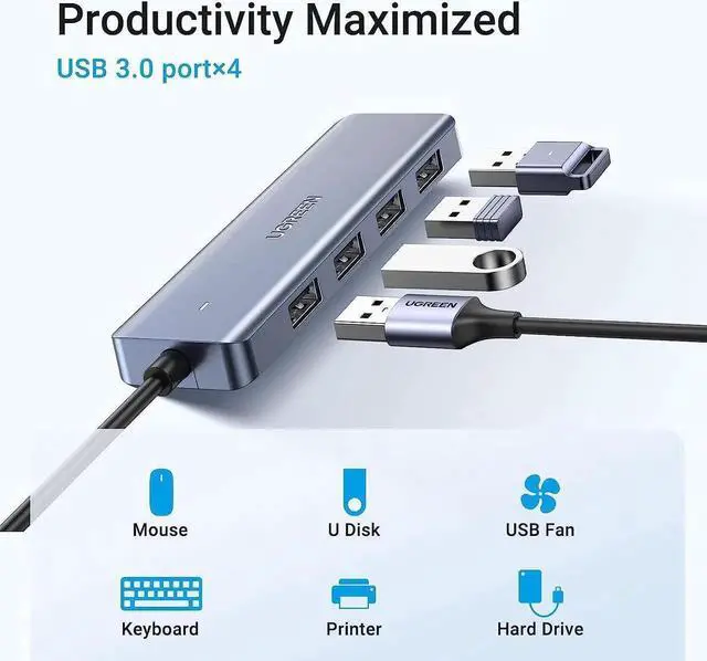 Alt view image 6 of 7 - JAENFONG USB C to USB Hub with 4 USB 3.0 Powered USB C Splitter for Laptop MacBook Pro Mac mini M4 iMac iPad Pro Chromebook XPS Galaxy S23 and More 0.5FT