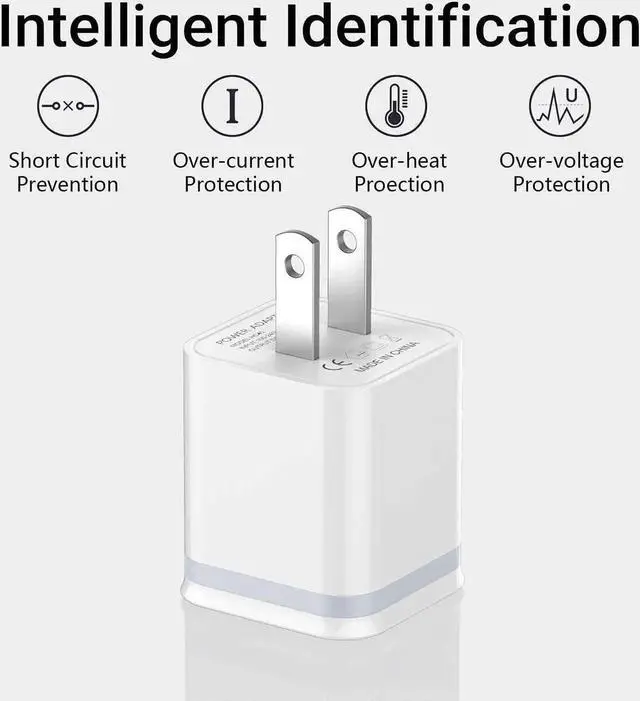 Alt view image 5 of 6 - USB Wall Charger 5-Pack 2.1A/5V Dual Port USB Cube Power Adapter Charger Plug Charging Block Replacement for iPhone Xs/XR/X 8/7/6 Plus HTC LG Moto Android Phones