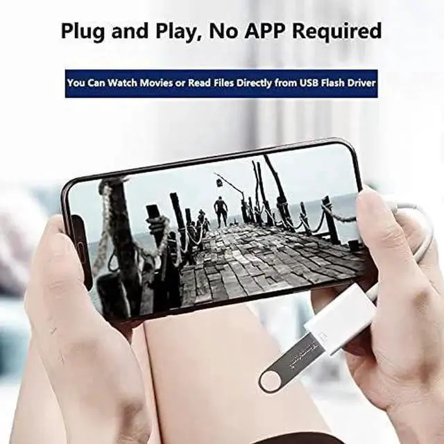 Alt view image 3 of 6 - JAENFONG Lightning to USB Camera Adapter USB 3.0 OTG Cable for iPhone/iPad to Connect Card Reader USB Flash Drive U Disk Keyboard Mouse Hubs MIDI Plug & Play (White)