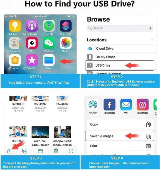 Alt view image 6 of 6 - JAENFONG Lightning to USB Camera Adapter USB 3.0 OTG Cable for iPhone/iPad to Connect Card Reader USB Flash Drive U Disk Keyboard Mouse Hubs MIDI Plug & Play (White)