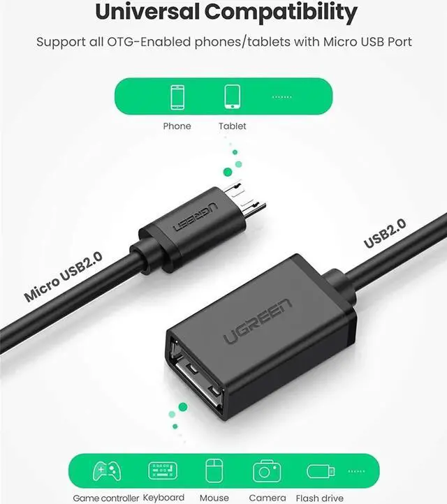 Alt view image 6 of 7 - JAENFONG Micro USB 2.0 OTG Cable On The Go Adapter Male Micro USB to Female USB Compatible with Phone S7 S6 Edge S4 S3 LG G4 Controller Android Windows Smartphone Tablets 4 Inch Black