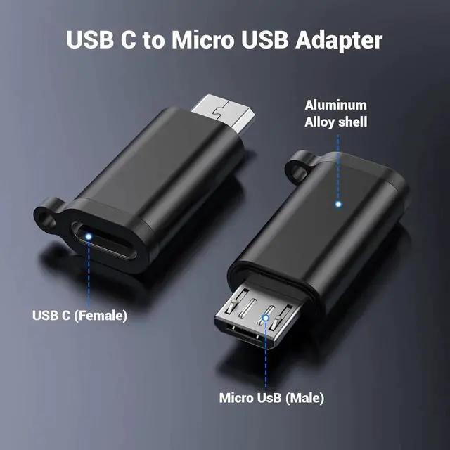 Alt view image 6 of 6 - JAENFONG Micro USB to USB-C Adapter Type C Female to USB Micro Male Convert Connector Support Charge & Data Compatible with Galaxy S6 S7 S7 Edge Kindle Ps4 and Micro USB Devices(5 Pack)