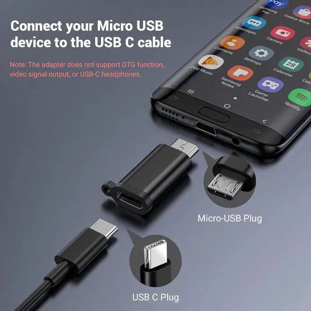 Alt view image 2 of 6 - JAENFONG Micro USB to USB-C Adapter Type C Female to USB Micro Male Convert Connector Support Charge & Data Compatible with Galaxy S6 S7 S7 Edge Kindle Ps4 and Micro USB Devices(5 Pack)