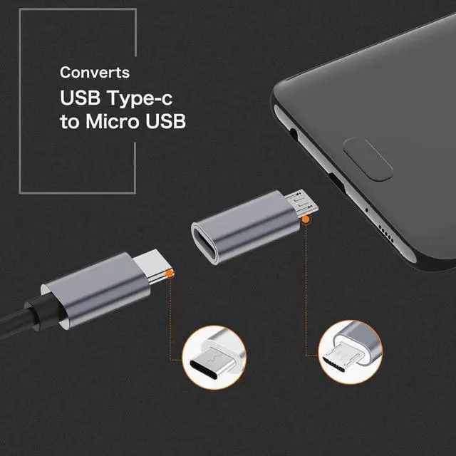 Alt view image 5 of 6 - JAENFONG USB C to Micro USB Adapter (4-Pack) Type C Female to Micro USB Male Convert Connector Support Charge Data Sync Compatible with Galaxy S7 S7 Edge Nexus 5 6 and Micro USB Devices (Grey)