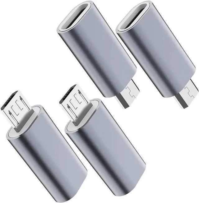 Main image of JAENFONG USB C to Micro USB Adapter (4-Pack) Type C Female to Micro USB Male Convert Connector Support Charge Data Sync Compatible with Galaxy S7 S7 Edge Nexus 5 6 and Micro USB Devices (Grey)