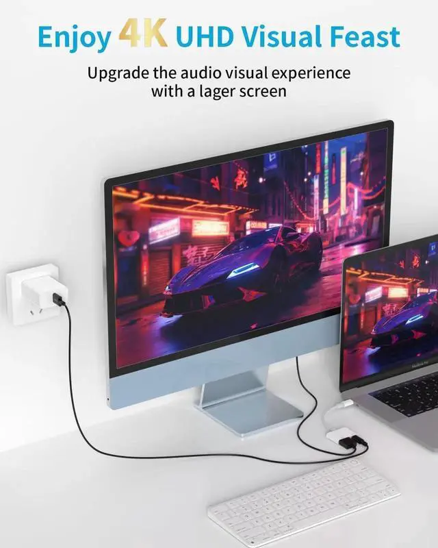 Alt view image 6 of 7 - USB C to HDMI Adapter for iPhone 15/16 Digital AV Audio Dongle 4K Video & Audio Sync Screen Converter with 100W Fast Charge Type C to HDMI Adapter for iPhone 15 iPhone 16 MacBook iPad Pro Galaxy