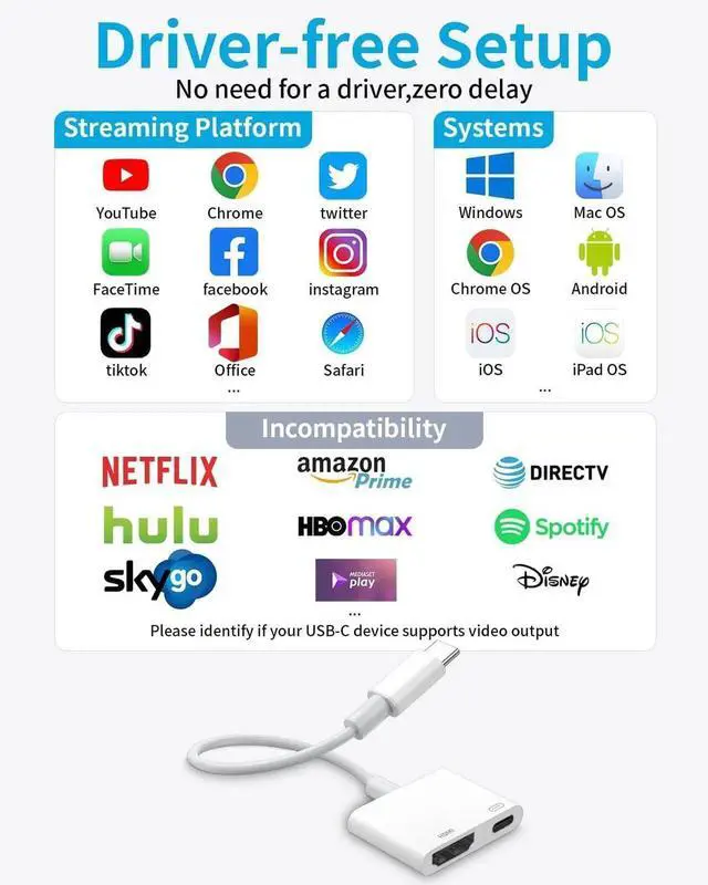Alt view image 5 of 7 - USB C to HDMI Adapter for iPhone 15/16 Digital AV Audio Dongle 4K Video & Audio Sync Screen Converter with 100W Fast Charge Type C to HDMI Adapter for iPhone 15 iPhone 16 MacBook iPad Pro Galaxy