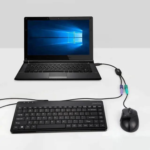 Alt view image 2 of 7 - JAENFONG PERIPRO-401 PS2 to USB Adapter for Keyboard and Mouse - Built-in USB Controller - Black