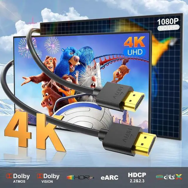 Alt view image 2 of 7 - JAENFONG HDMI Cable 3FT 3-Pack 4K HDMI to HDMI Cord 3 FT High Speed Shielded HDMI 2.0 Cable with 2k@165/144Hz HDCP 2.2 HDR ARC & CL3 Rated | for Laptop Monitor PS5 PS4 Xbox One Fire TV KVM Splitter