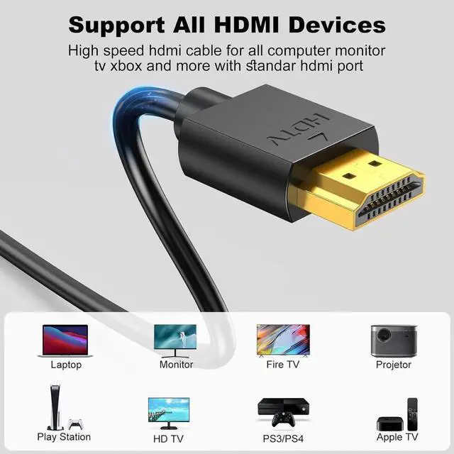 Alt view image 4 of 7 - JAENFONG HDMI Cable 3FT 3-Pack 4K HDMI to HDMI Cord 3 FT High Speed Shielded HDMI 2.0 Cable with 2k@165/144Hz HDCP 2.2 HDR ARC & CL3 Rated | for Laptop Monitor PS5 PS4 Xbox One Fire TV KVM Splitter