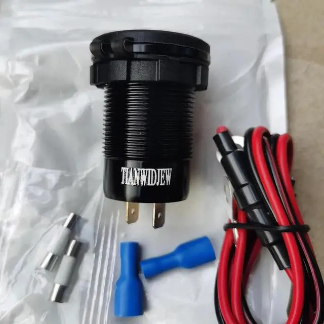 Alt view image 6 of 7 - 12V USB Outlet 3 Port Car Charger Socket 78W Dual PD USB C 30W and Quick Charge3.0 Port Aluminum Charger Waterproof with Voltmeter and Button Switch for Boat Marine Motorcycle RV Truck Golf Cart etc