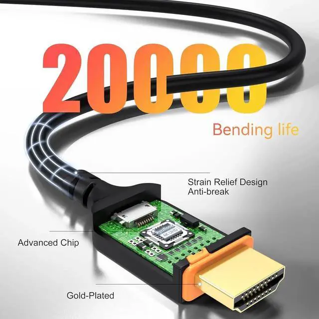 Alt view image 3 of 7 - JAENFONG 4K HDMI Cable 0.5FT 2-Pack 6 Inch High Speed 18Gbps HDMI 2.0 Cord Support 4K@60Hz / 2K@144Hz HDR10 Dolby ARC HDCP 2.2 for TV Monitor PC Laptop HDMI Switch HDMI Splitter KVM Projector