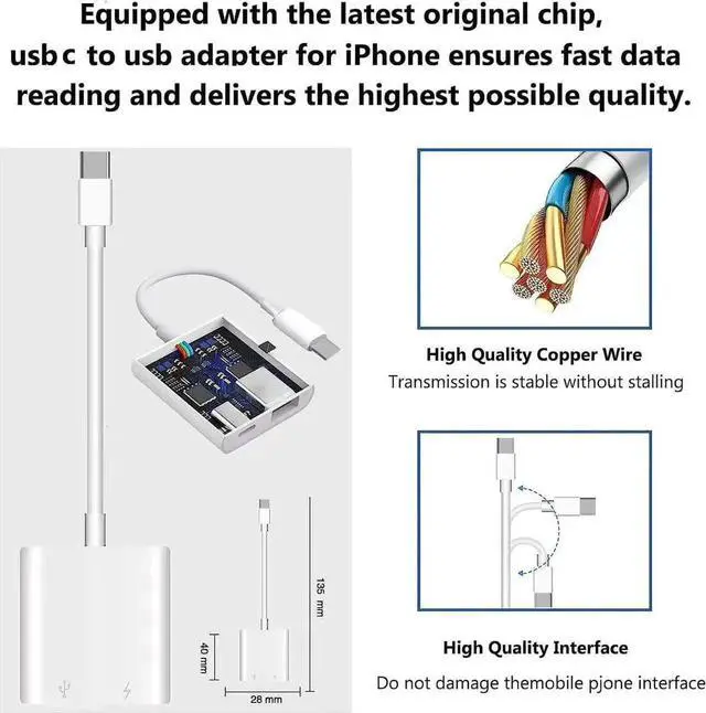 Alt view image 3 of 7 - USB C to USB Camera Adapter for iPhone 16 Portable USB C Male to Female USB OTG with Fast Charging Port for iPhone 16/16 Pro/16 Pro Max/15/15 Pro/15 Pro Max iPad Pro to USB Flash Drive/Keyboard/Mouse