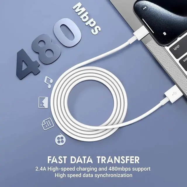 Alt view image 5 of 6 - 4 Pack USB C Fast Charging Cable 10 FT for iPhone 16 15/16 15 Pro/16 15 Pro max/16 15 Plus USB A to USB C Car Carplay Cord Compatible Galaxy S25 S24 i Pad Pro 12.9/11 Air 5th/4th Gen