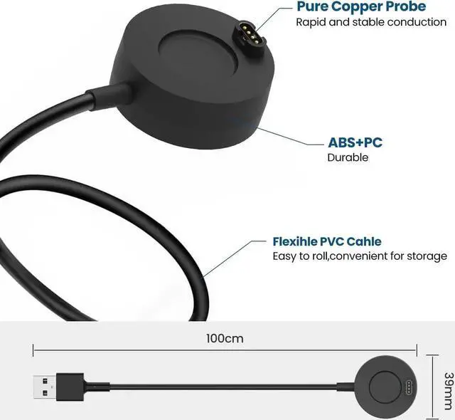Alt view image 6 of 6 - JAENFONG 2-Pack Charger Compatible with Garmin Instinct E 3 2S 2 2X Solar Charger Replacement Portable Charging Station Cradle Dock & 3.3ft USB Cable Cord for Garmin Instinct Series Smartwatch